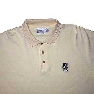 Vintage Walt Disney World Polo Shirt Men XL Yellow Mickey Mouse Golf Embroidered